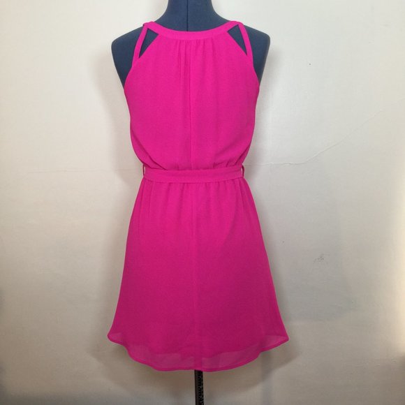 Ya Los Angeles Hot Pink/Fuchsia Silk and Polyester Dress Size M - Picture 4 of 5